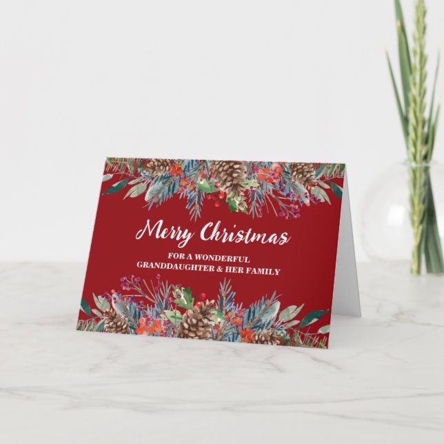Rustic Floral Granddaughter & Family Christmas Card (Front)