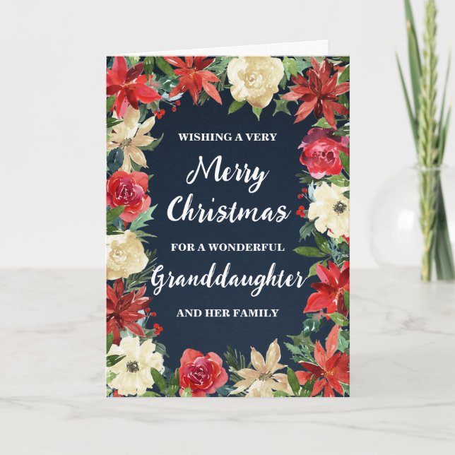 Rustic Floral Granddaughter & Family Christmas Card (Front)