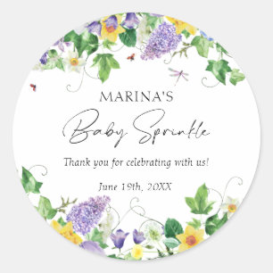 Rustic Floral Greenery Baby Sprinkle  Classic Round Sticker