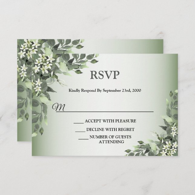 Rustic Floral Greenery Eucalyptus Leaves RSVP Card (Front/Back)