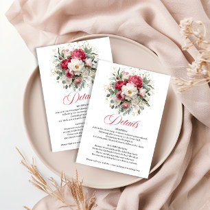 Rustic Floral Greenery Gold Wedding Details Enclosure Card