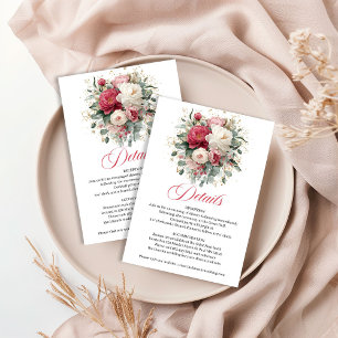 Rustic Floral Greenery Gold Wedding Details Enclosure Card