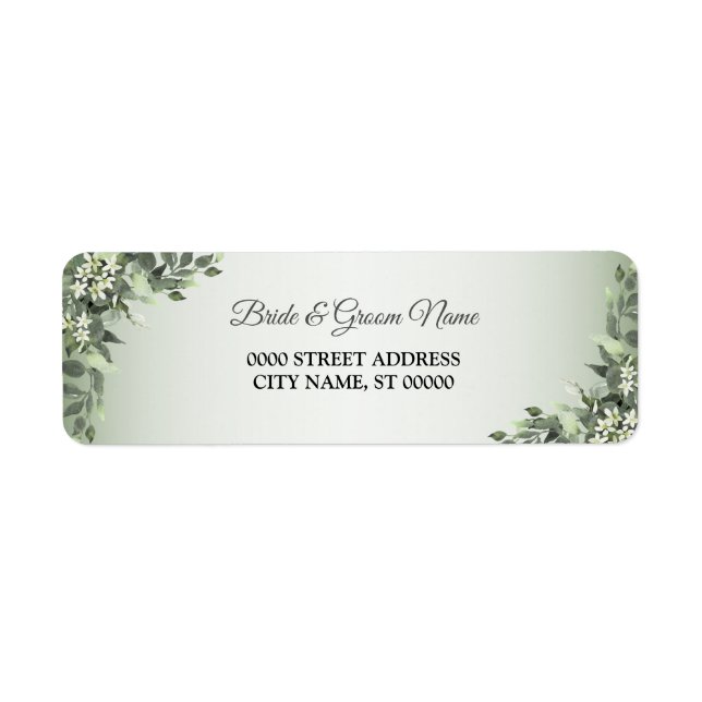 Rustic Floral Greenery Leaves Return Address Label (Front)