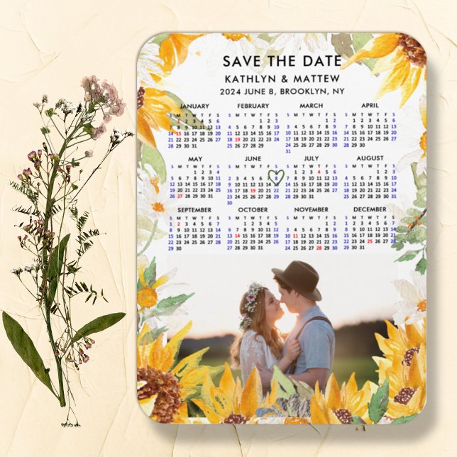 Rustic Floral Greenery Simple Photo Save the Date Magnet (Creator Uploaded)