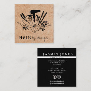 Rustic Floral Hair Stylist Square Business Card