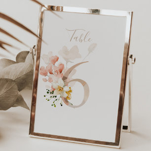 Rustic Floral Handwritten Script Wedding  Table Nu Table Number
