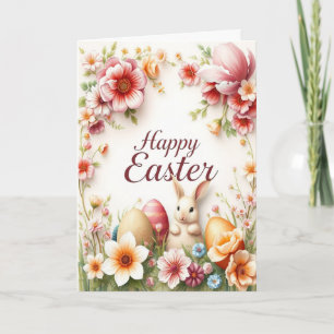 Rustic Floral Happy Cheerful Spring Design Holiday Card