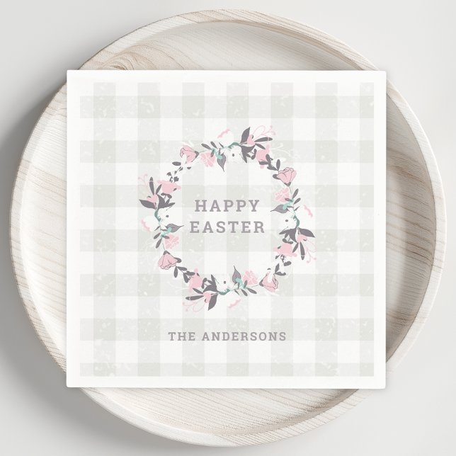 Rustic Floral Happy Easter Party Table Decor Napkin (Creator Uploaded)
