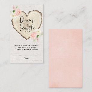 Rustic floral heart girl diaper raffle cards