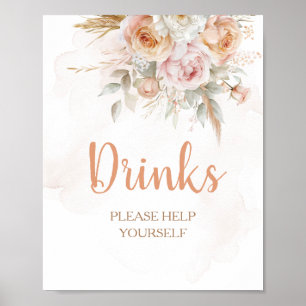 Rustic Floral Isn't She Onederful Birthday Drinks Poster