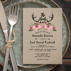 Rustic Floral Kraft Hunt is Over Wedding Invitation