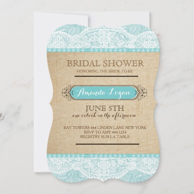 Rustic Floral Lace Bridal Shower Invitations (Front)