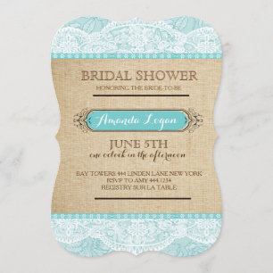 Rustic Floral Lace Bridal Shower Invitations