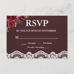 Rustic Floral Lace Wedding RSVP Card
