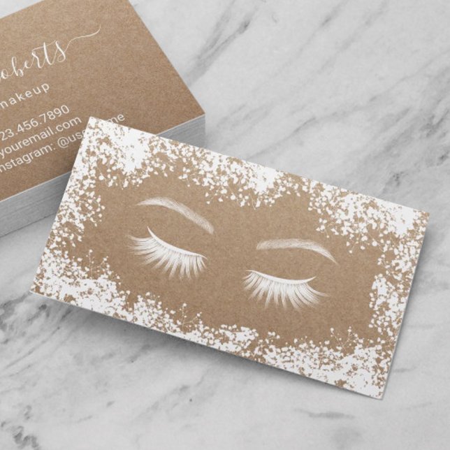 Rustic Floral Lashes Brows Makeup Artist Salon Business Card (Creator Uploaded)