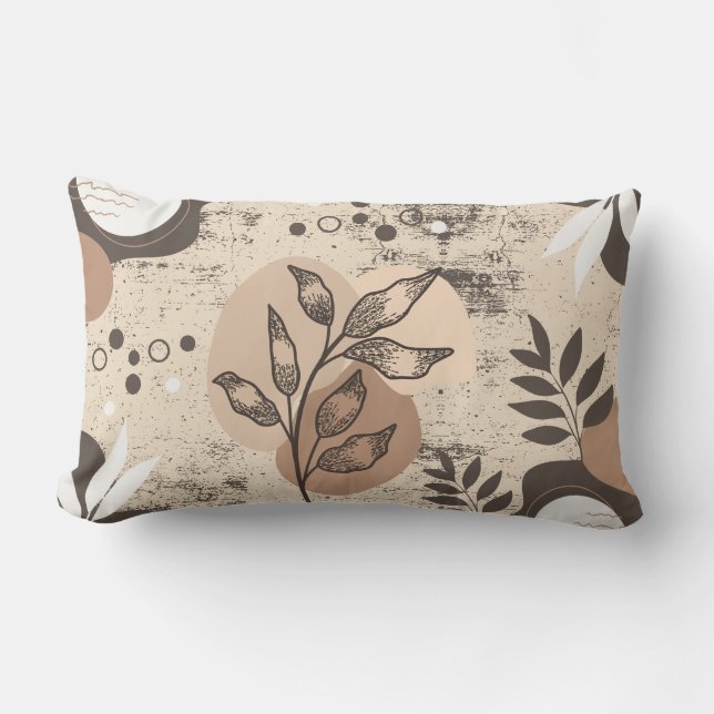 Rustic Floral Leaf  Lumbar Cushion (Front)