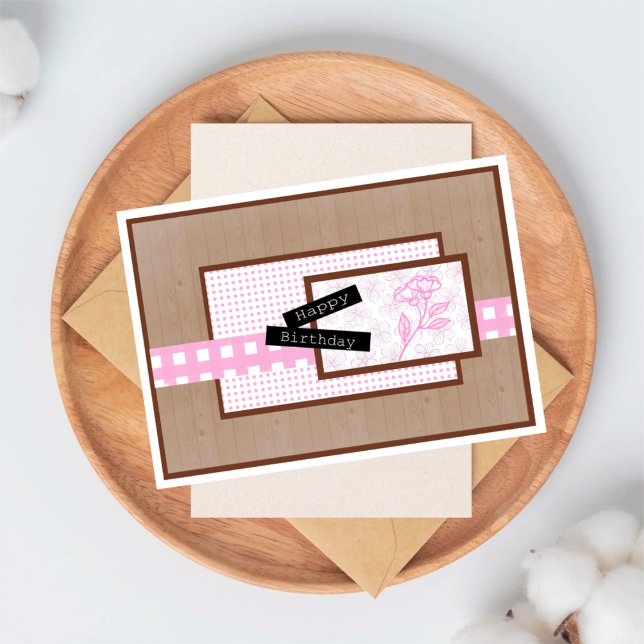 Rustic Floral Light Pink Birthday Card (Creator Uploaded)