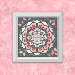 Rustic Floral Mandala Poster