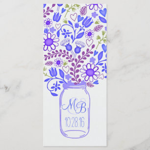 rustic floral mason jar blue wedding programs