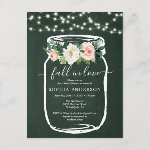 Rustic Floral Mason Jar Bridal Shower Invite Postcard