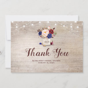 Rustic Floral Mason Jar Bridal Shower Thank You Card