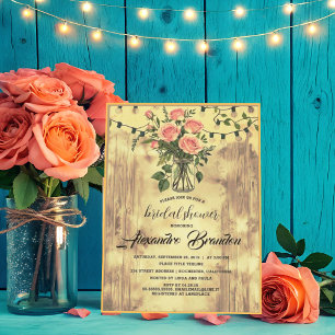 Rustic Floral Mason Jar Shower Wedding Invitation