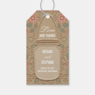Rustic Floral Mason Jar Wedding Gift Tags