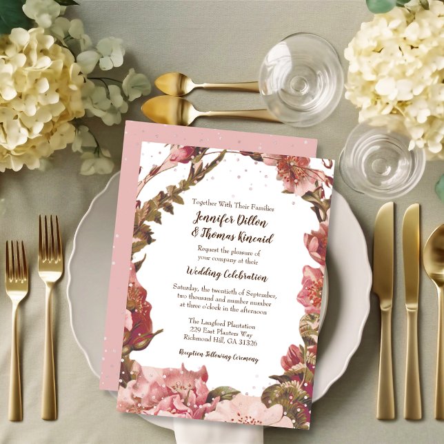 Rustic Floral Mauve Wedding Invitation (Creator Uploaded)