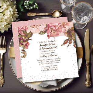 Rustic Floral Mauve Wedding Invitation