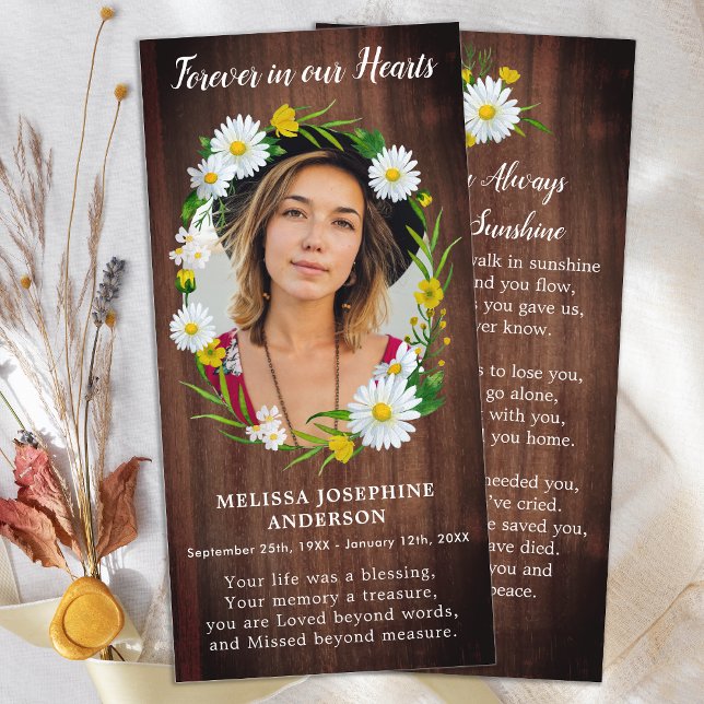 Rustic Floral Memorial Funeral Prayer Card Picture (Creator Uploaded)