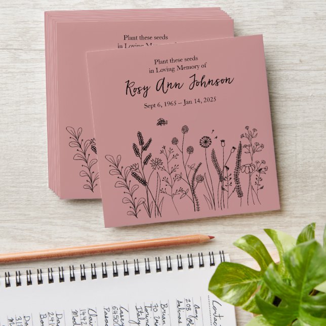 Rustic Floral Memorial Seed Envelope (Stacked)