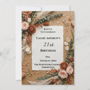 Rustic Floral Milestone Birthday Invitation