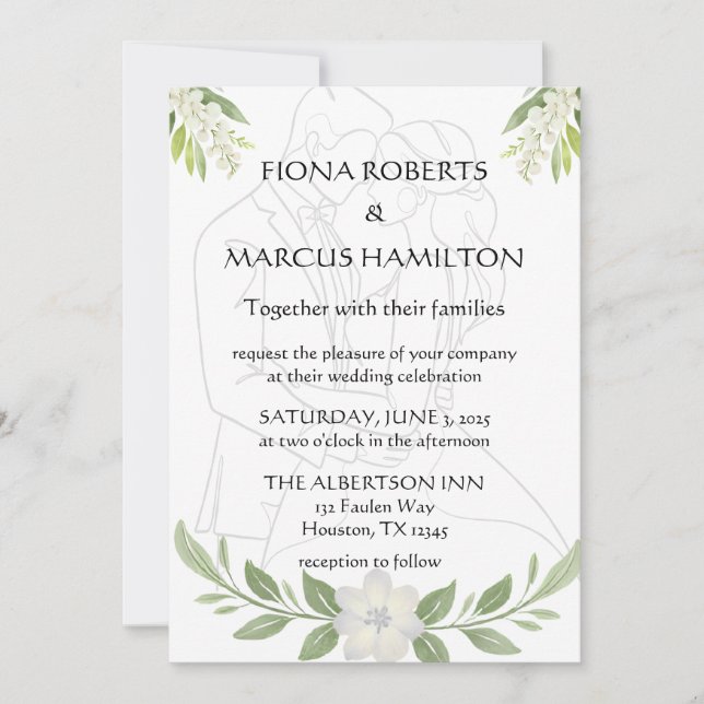 Rustic Floral & Minimalist Elegant Wedding Invite (Front)