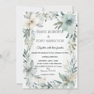 Rustic Floral & Minimalist Wedding Invitation