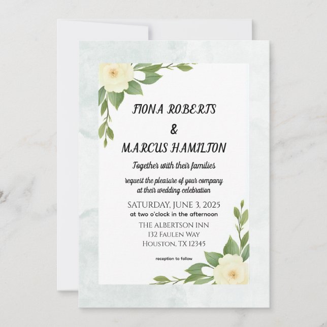 Rustic Floral & Minimalist Wedding Invitation (Front)