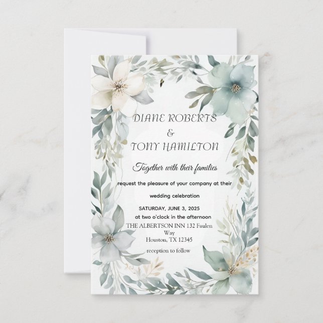  Rustic Floral & Minimalist Wedding RSVP Card (Front)
