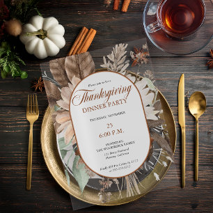 Rustic Floral Muted Tones Thanksgiving Dinner Acrylic Invitations