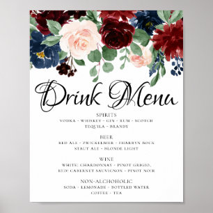 Rustic Floral   Navy Blush Burgundy Drink Choice Poster