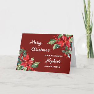 Rustic Floral Nephew & Family Merry Christmas Card