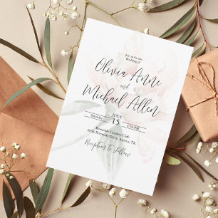 Rustic Floral Neutral Elegant Wedding Invitation
