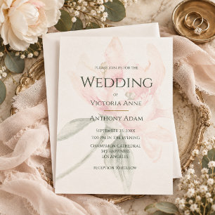 Rustic Floral Neutral Elegant Wedding Invitation