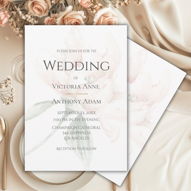 Rustic Floral Neutral Elegant Wedding  Invitation (Creator Uploaded)