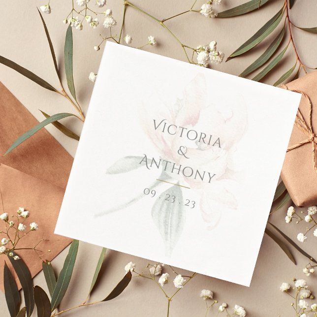 Rustic Floral Neutral Elegant Wedding Napkin (Creator Uploaded)