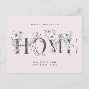 Rustic Floral New Address EDITABLE Colours Postcard