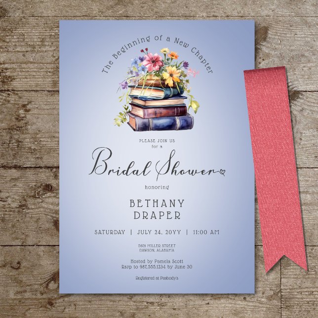 Rustic Floral New Chapter Begins Blue Shower Invitation (Rustic Floral New Chapter Begins Blue Shower Invitation)