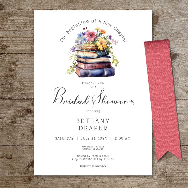 Rustic Floral New Chapter Begins White Shower Invitation (Rustic Floral New Chapter Begins White Shower Invitation)