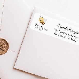 Rustic Floral Oh Babee Honey Bee Baby Shower Return Address Label