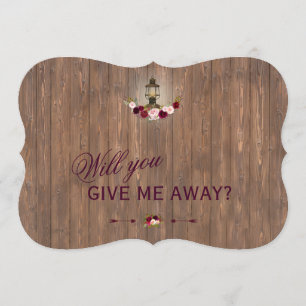 Rustic Floral Old Lantern Will You Give Me Away Invitation