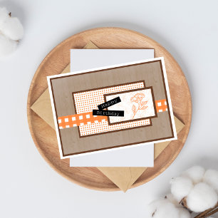 Rustic Floral Orange Birthday Card