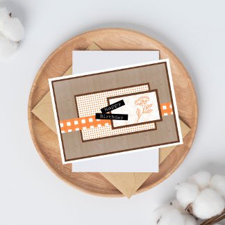 Rustic Floral Orange Birthday Card